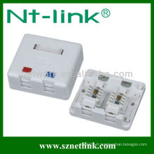 Double port avec deux rj45 keystone jack surface mount box